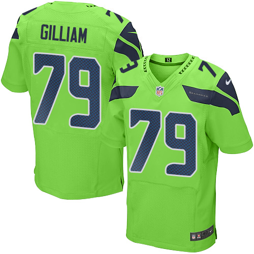 Men's Elite Garry Gilliam Nike Jersey Green - #79 Rush NFL Seattle Seahawks